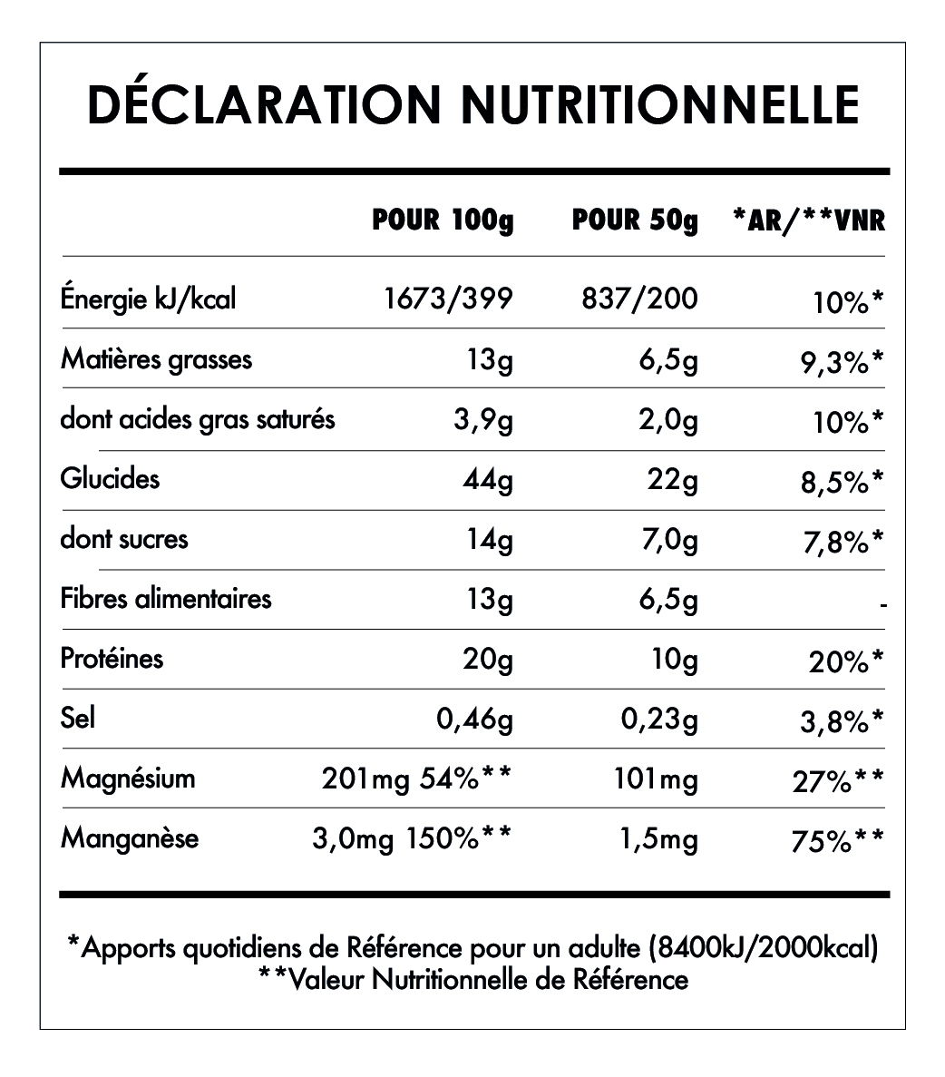 Tabela Nutricional - Mug Cake Extra Protein Chocolat Bio